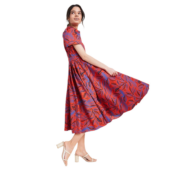 Tropical Leaf Short Sleeve Shirtdress CJRxTarget - Picture 3 of 9